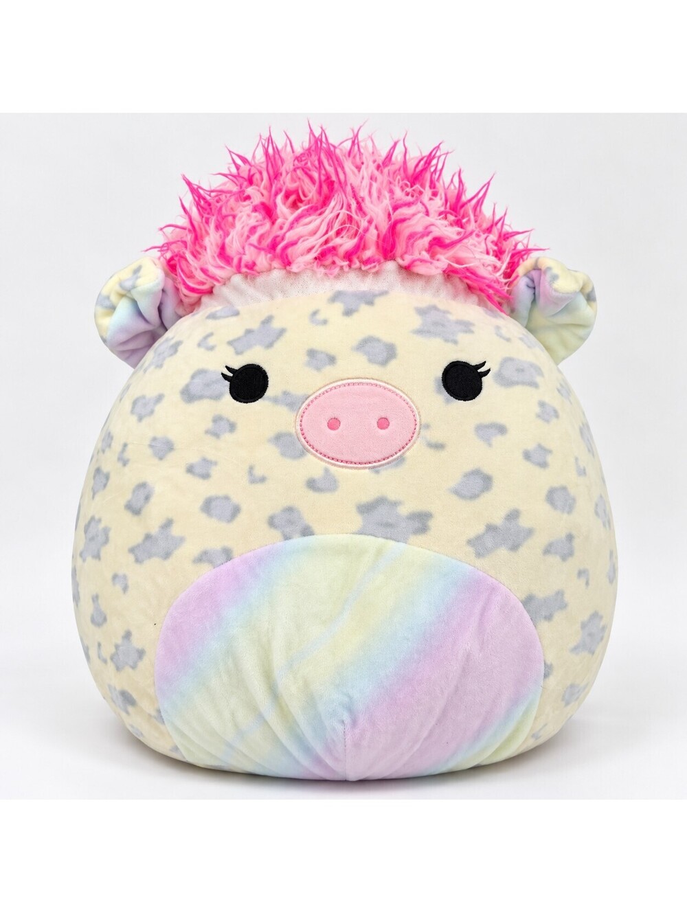 Squishmallows Nia Pig 14" Squish-Doo Pink Hair Rainbow Belly